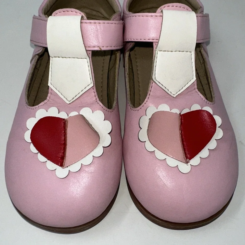 PLGELGTOXI Toddler Girls‎ Pink Leather Heart T-Strap Mary Jane Shoes - Size 12